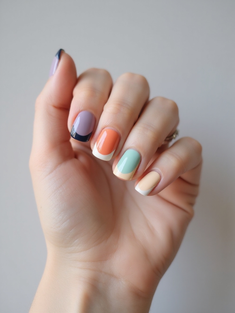 alternating half moon negative space manicure