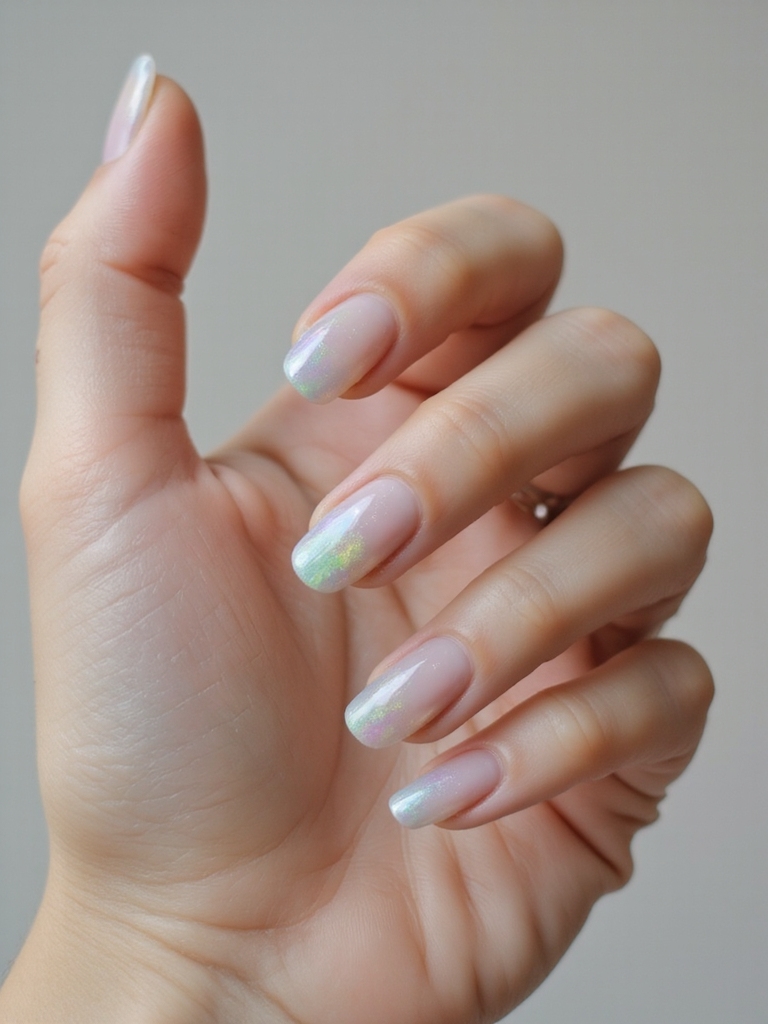 aurora inspired iridescent jelly manicure