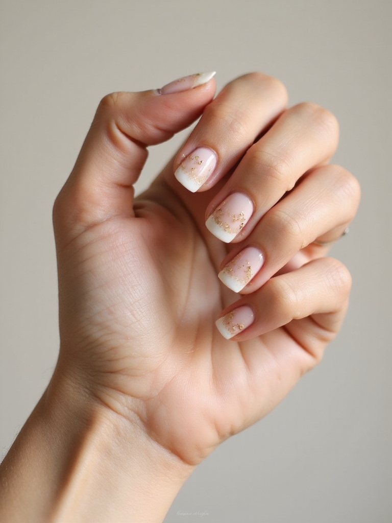 beachy glittered gold tips