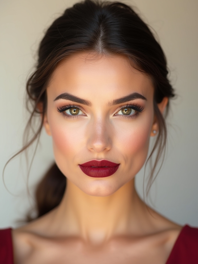 berry red lips minimal mascara