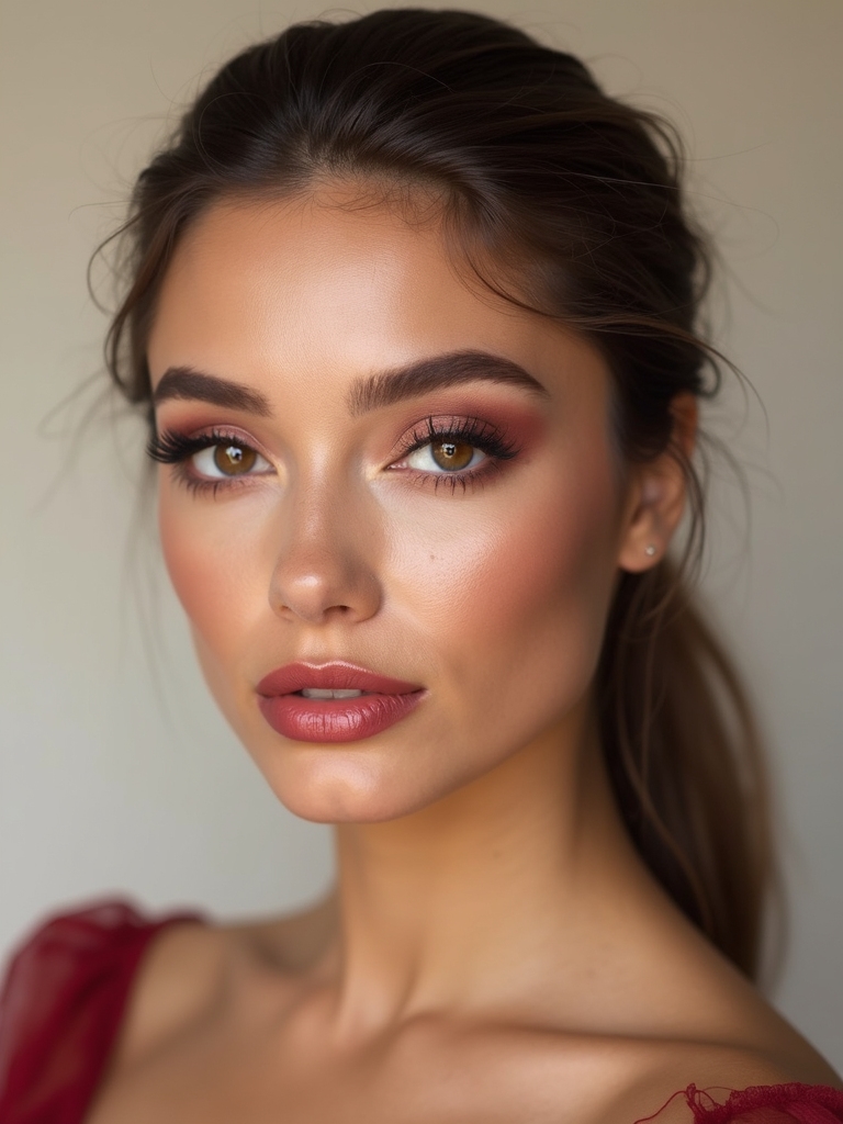 berry stained lips fluffy brows