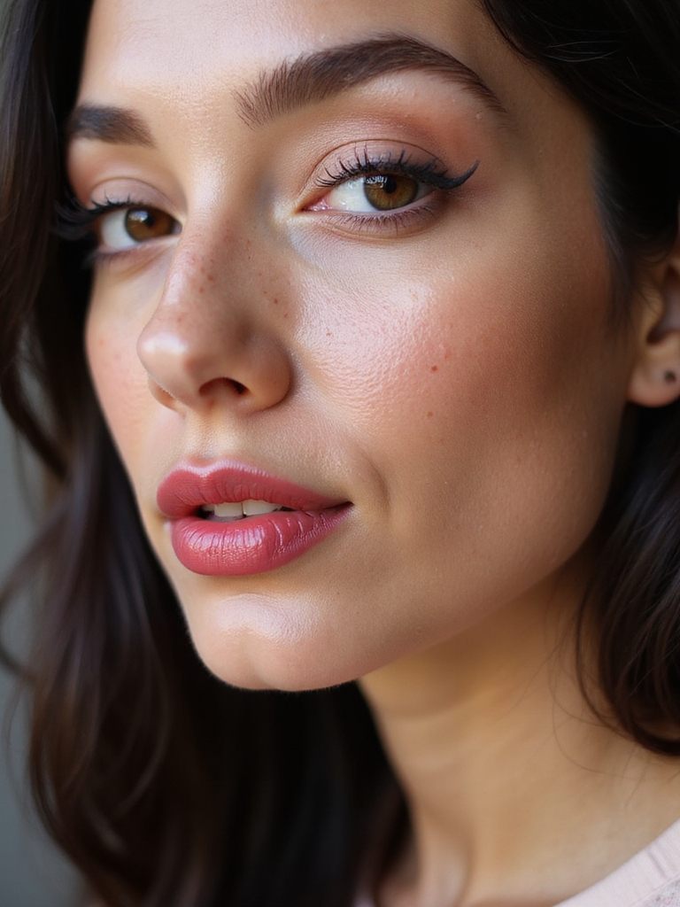 berry stained lips fluffy lashes