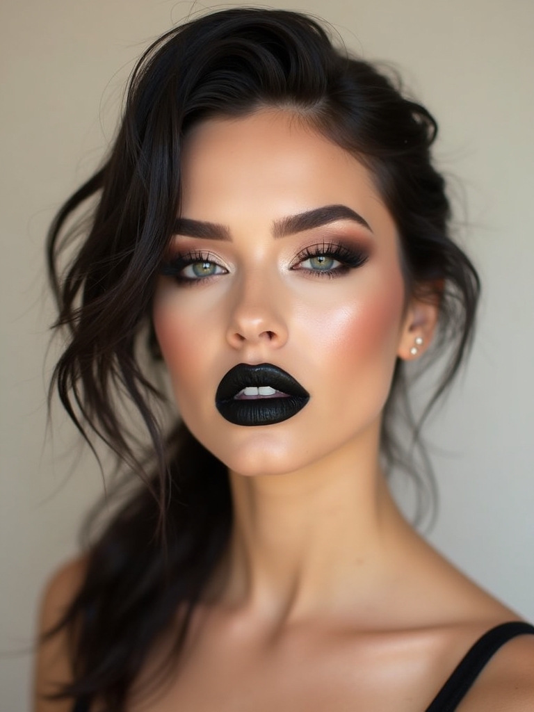 black ombr velvet blurred lips