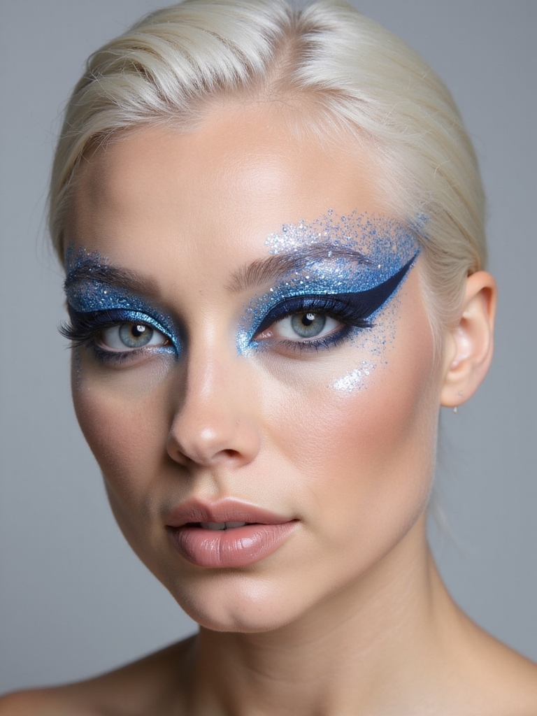 blue glitter graphic liner