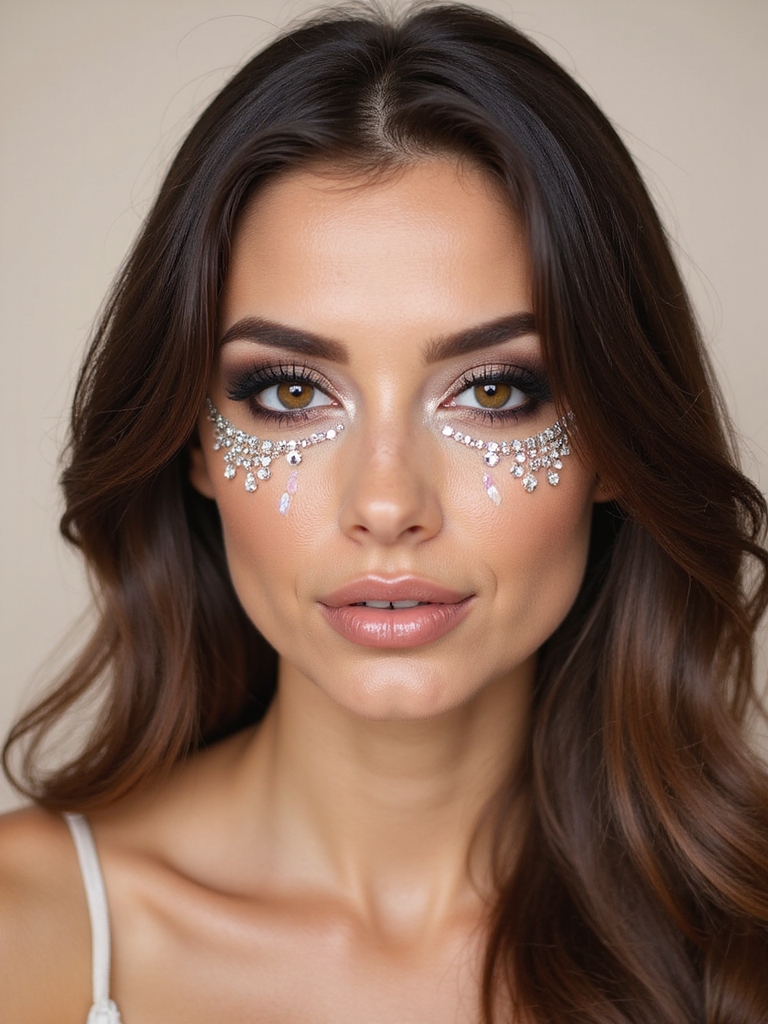 blue silver rhinestone eye accents