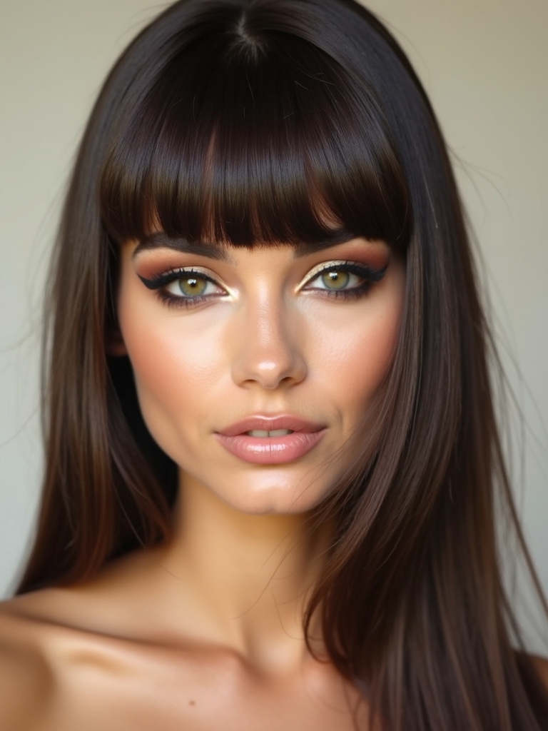 blunt side bangs cat eye