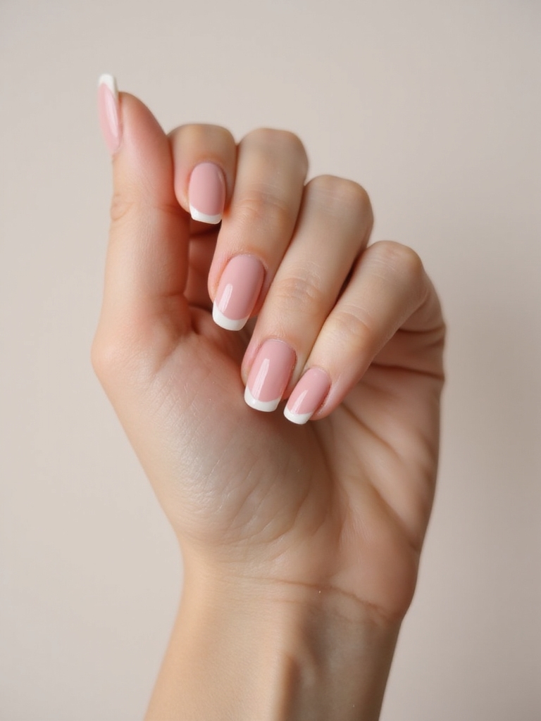 blush skinny white tip manicure