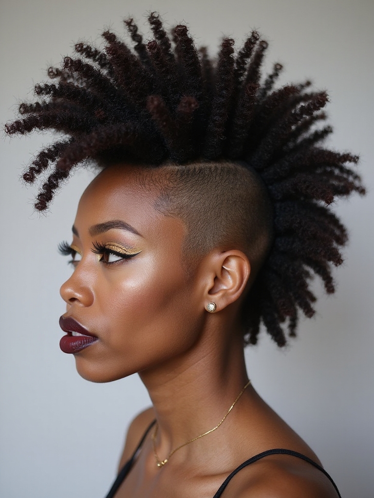 bold curly fauxhawk style
