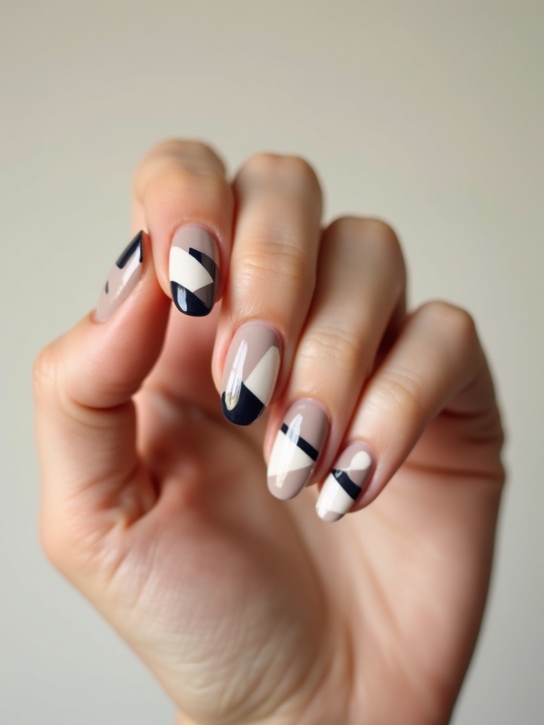 bold geometric negative space nails