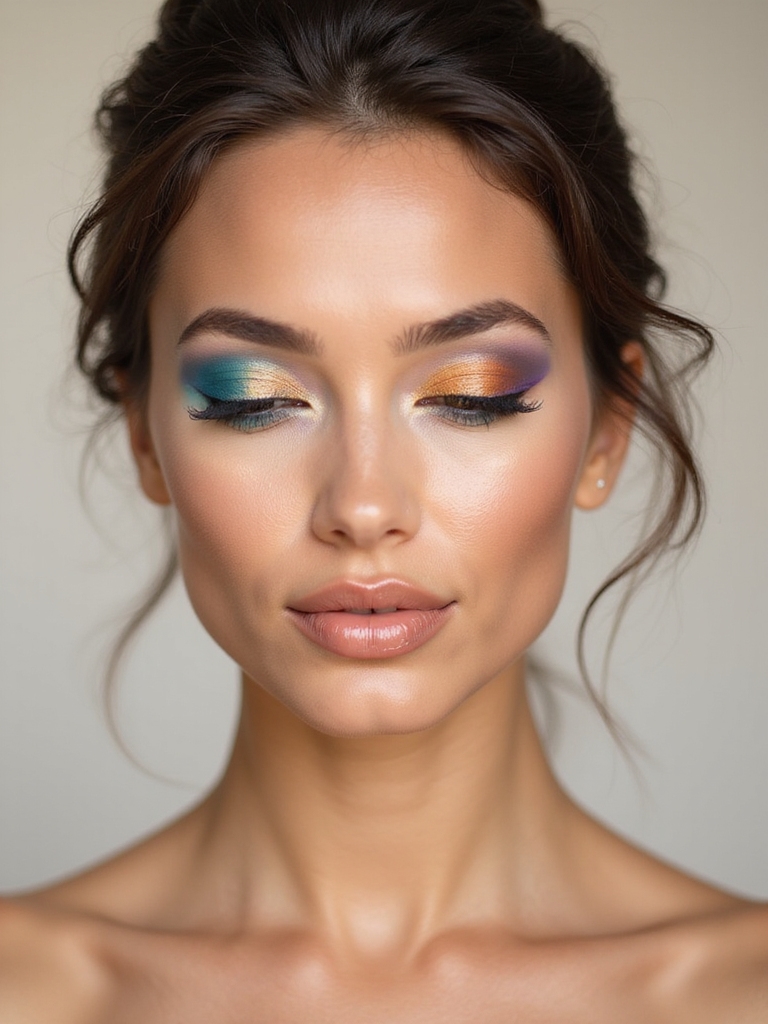 bold mismatched colorful eyeshadow contrasts