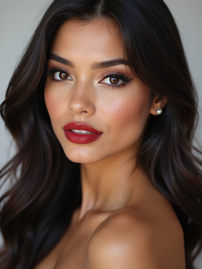bold red lip winged liner