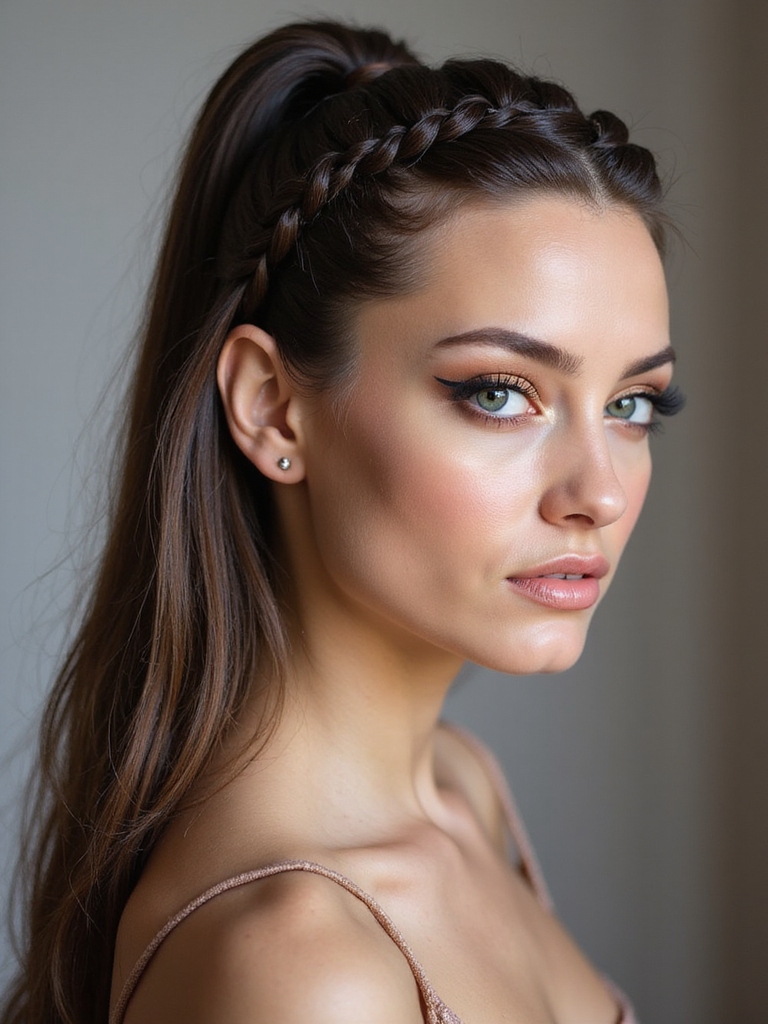 braided crown ponytail steps