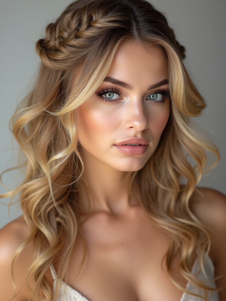 braids and curls combination