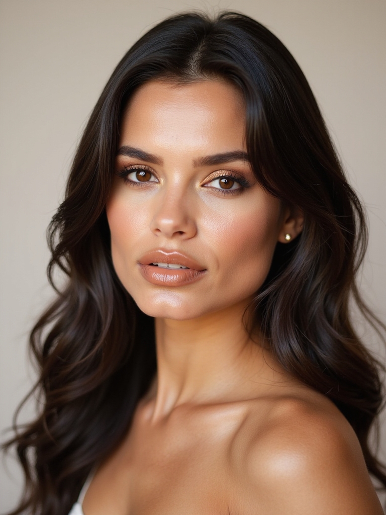 bronzed smokey eyes glossy lips