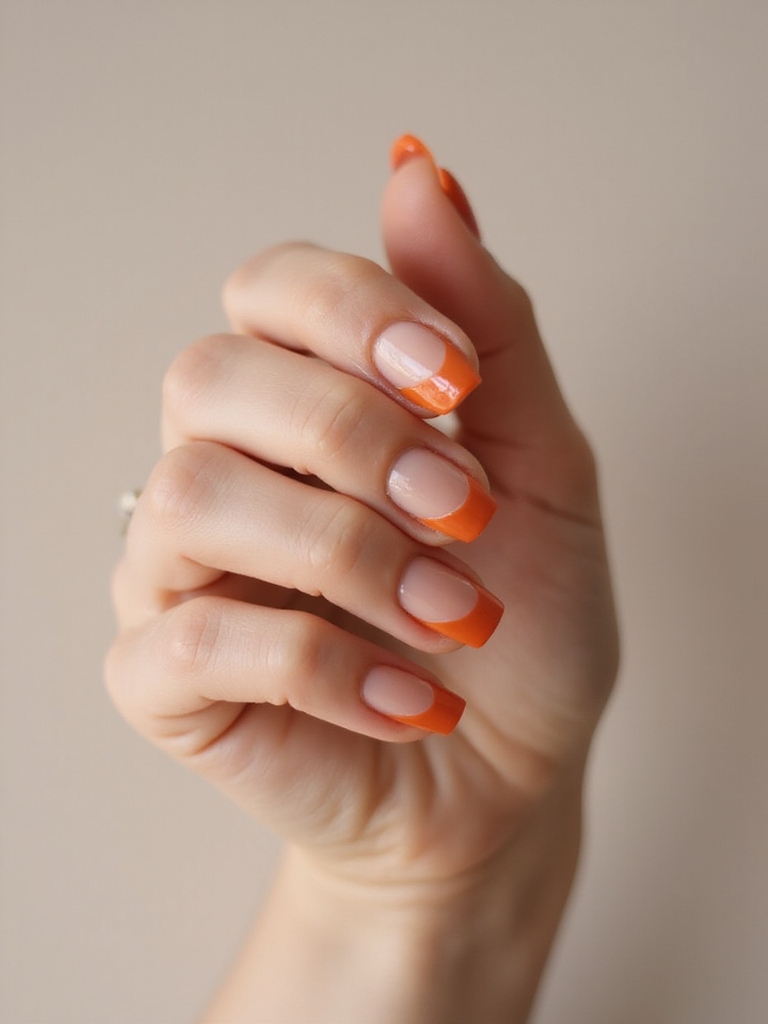 burnt orange negative space swoop manicure