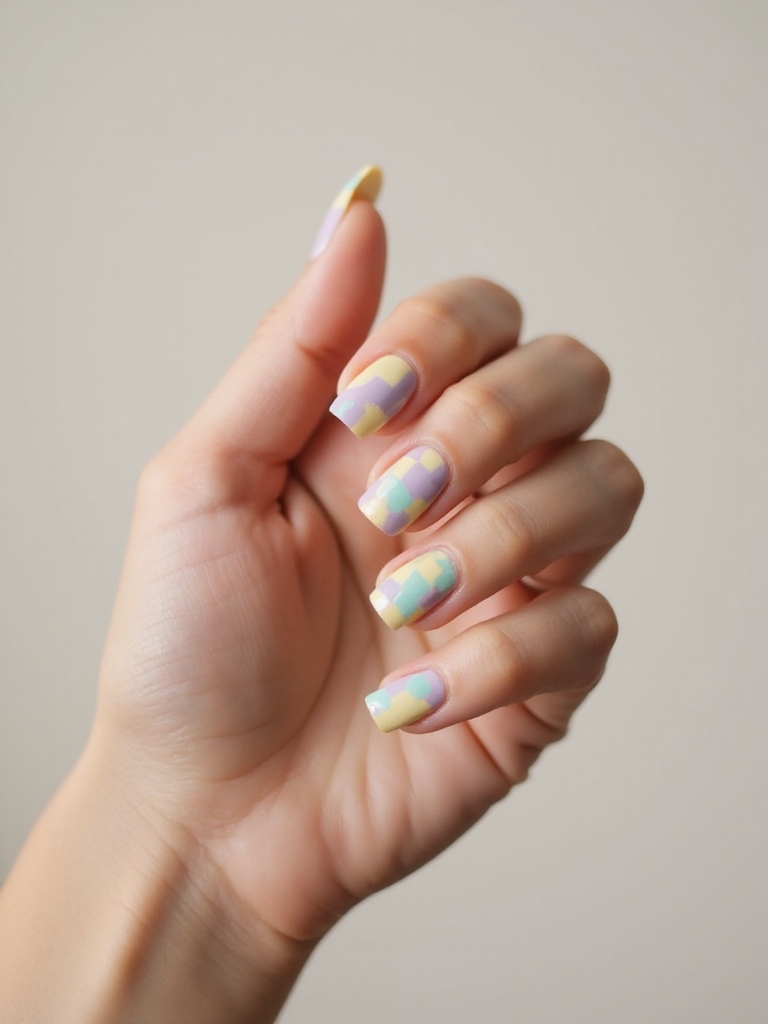 butter yellow pastel checkerboard swirl