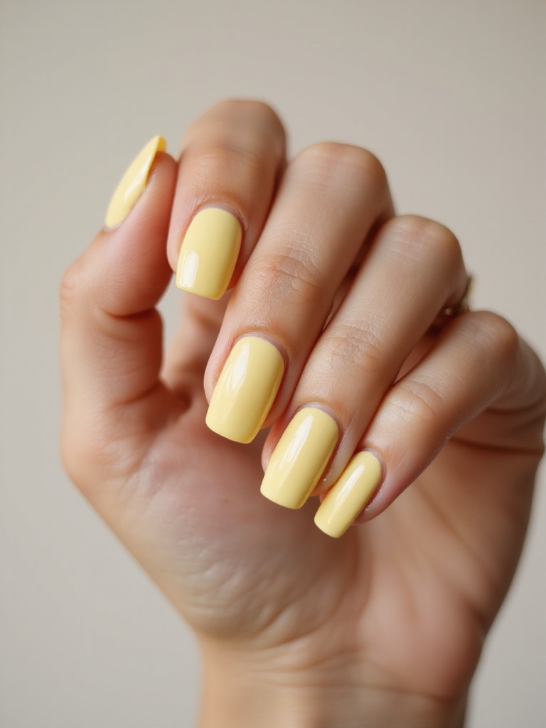 buttery lemon chrome nails