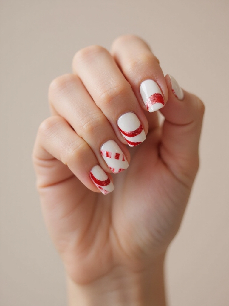 candy cane glossy striped nails