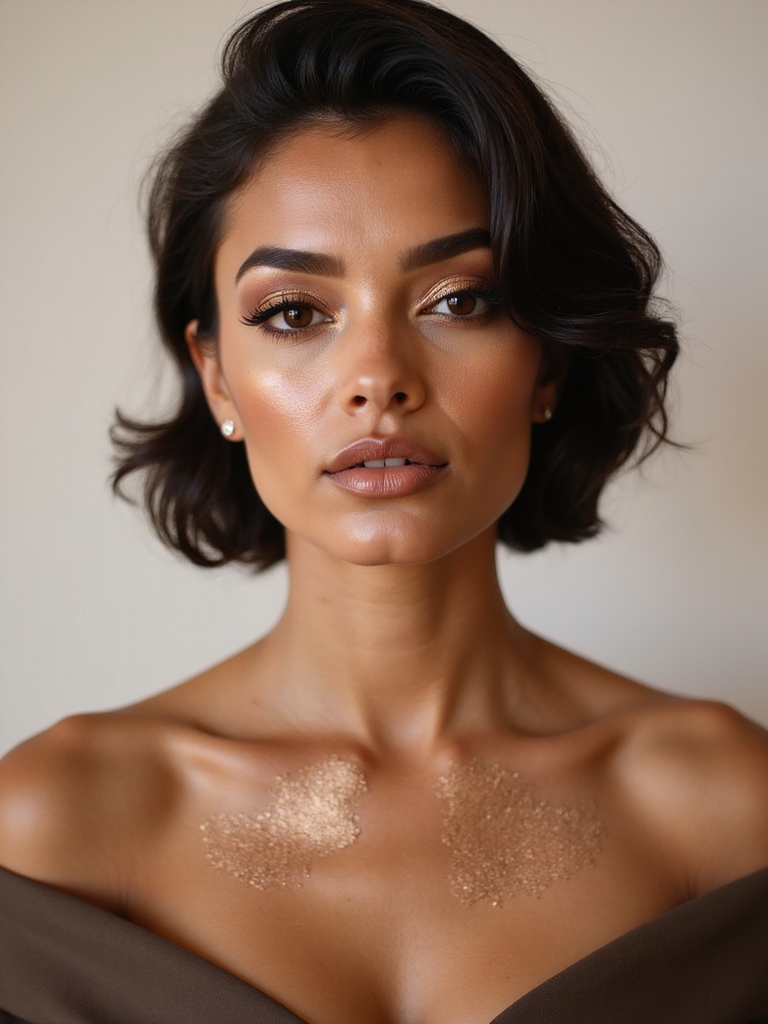 champagne highlighter on collarbone