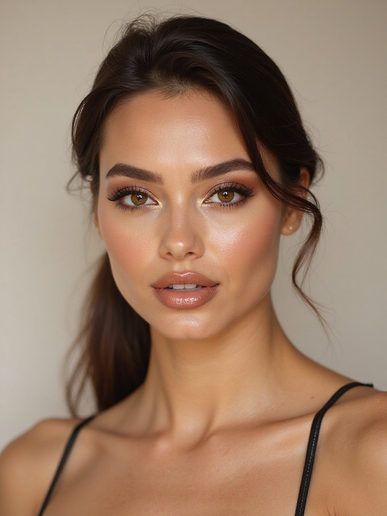 chrome highlighted glossy eye makeup