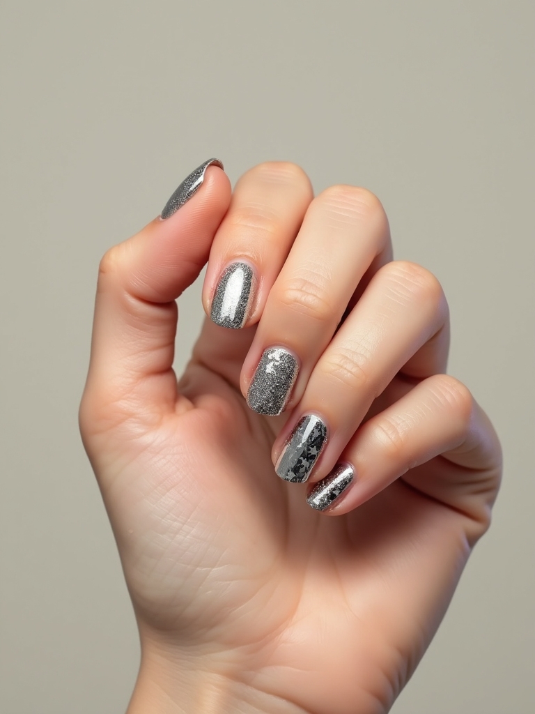 chrome mirror nails with stars
