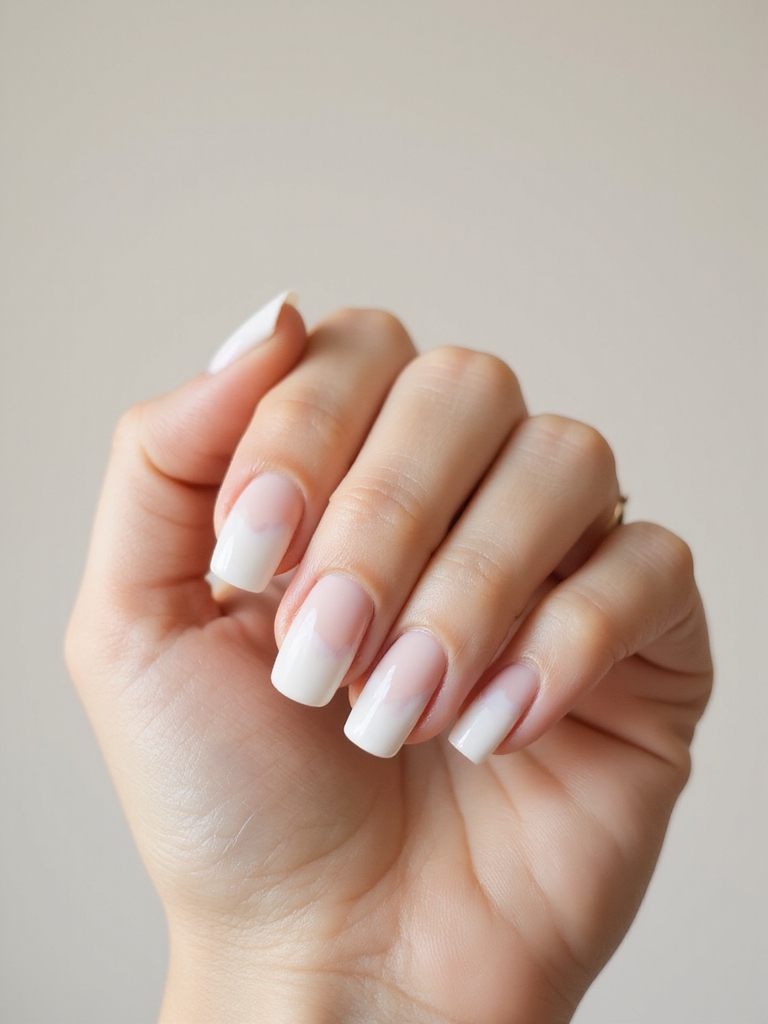 cloudy soft white manicure