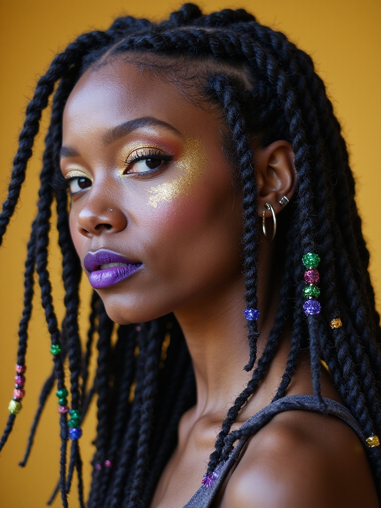 colorful thread dreadlock wrapping