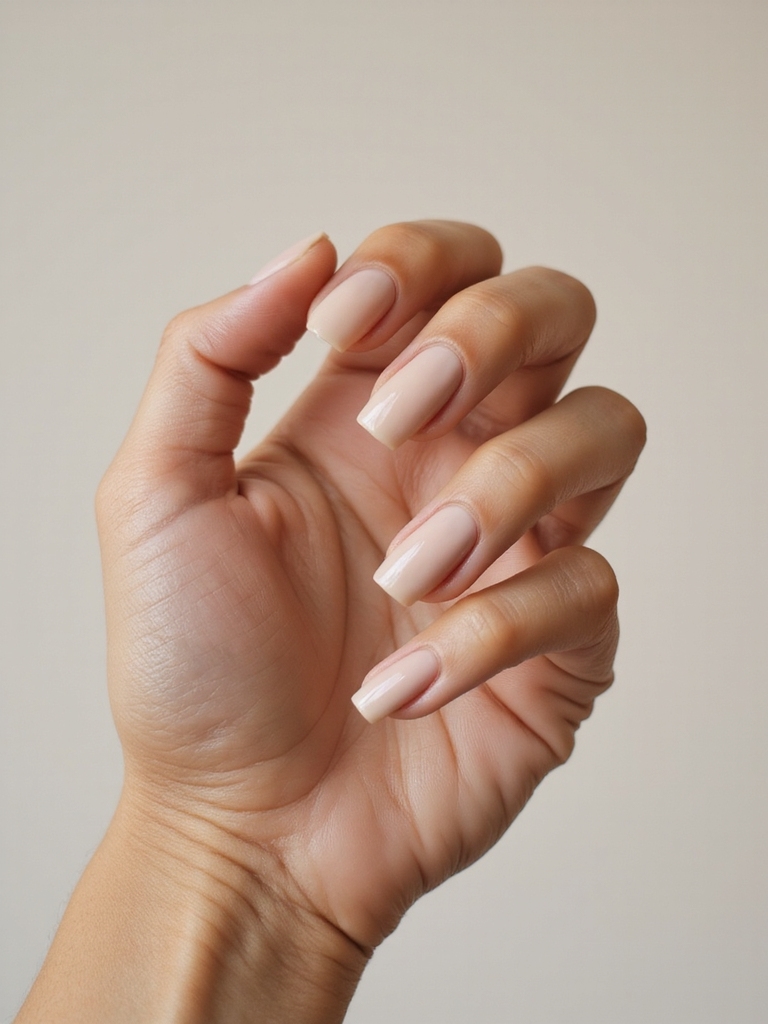 creamy milky beige manicure