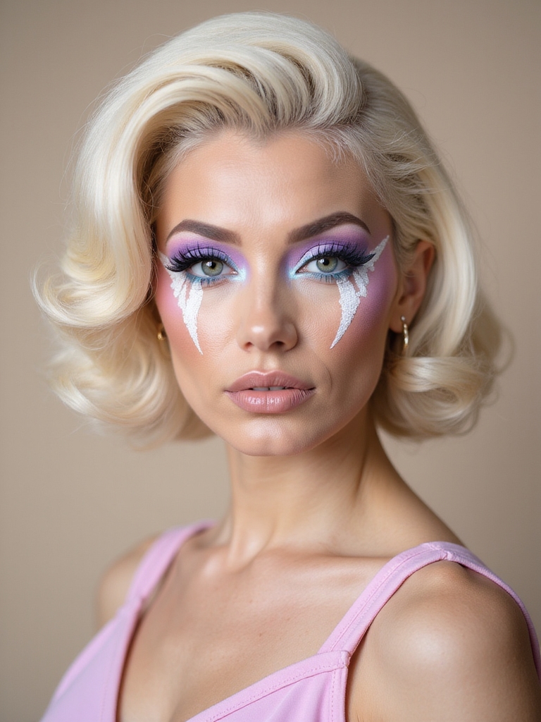 crisp white geometric pastel accents