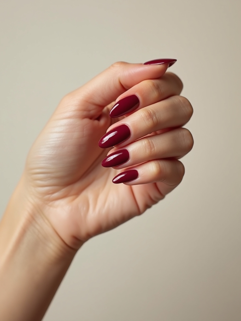 deep burgundy glossy almonds