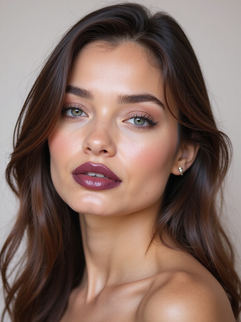 deep plum glossy lips lead