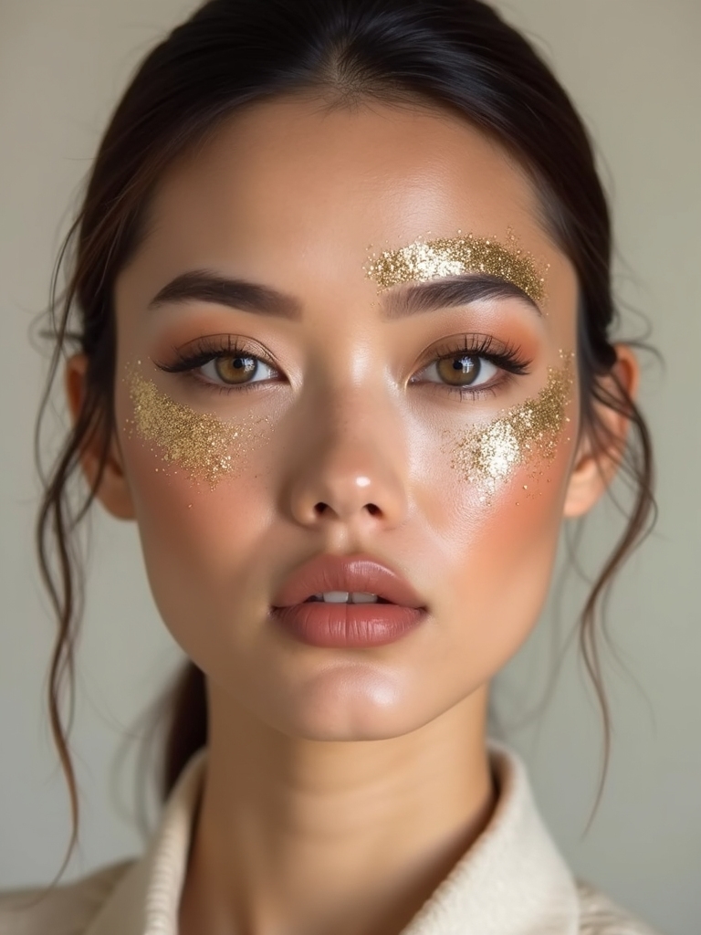 deliberate sparkle on face