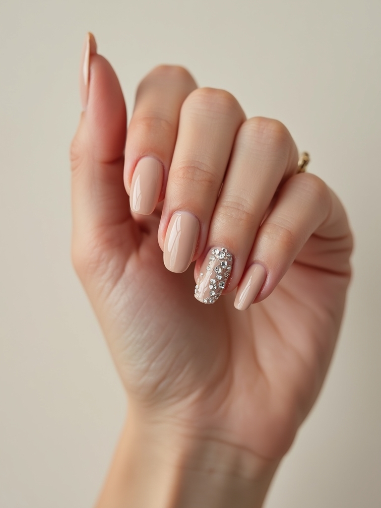 delicate rhinestone accent nails