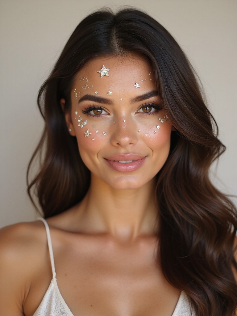 delicate rhinestone celestial cheek accents