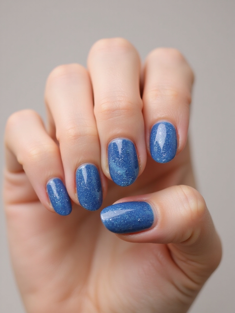 denim blue shimmering nail tips