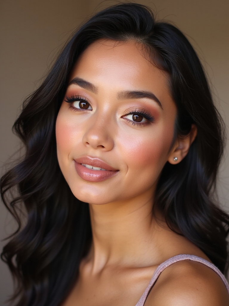 dewy rosy lifted cheekbones