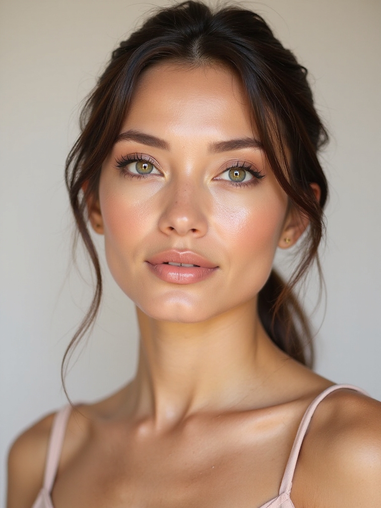 dewy skin with glossy lids