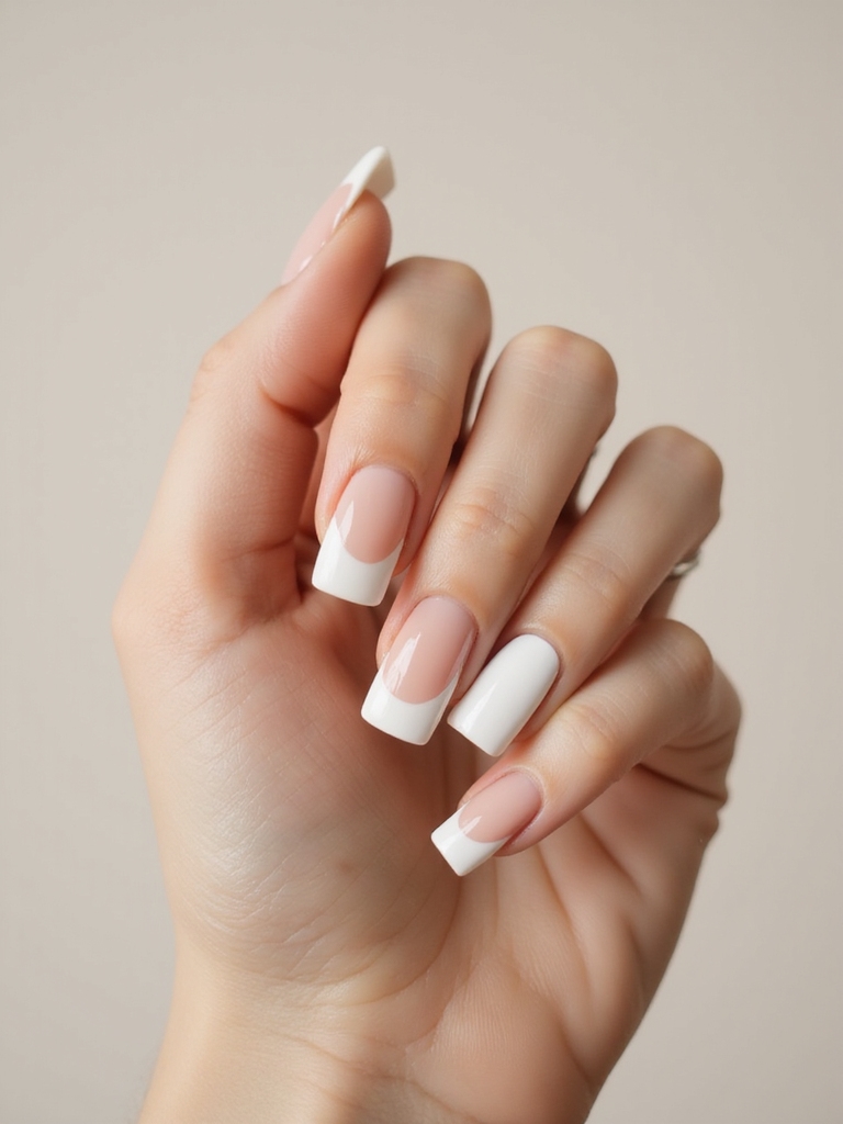 diagonal ivory flicked french squares