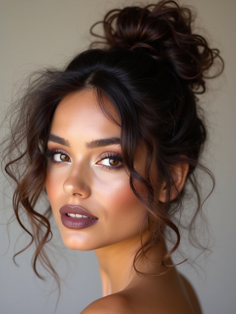 effortless messy curly bun