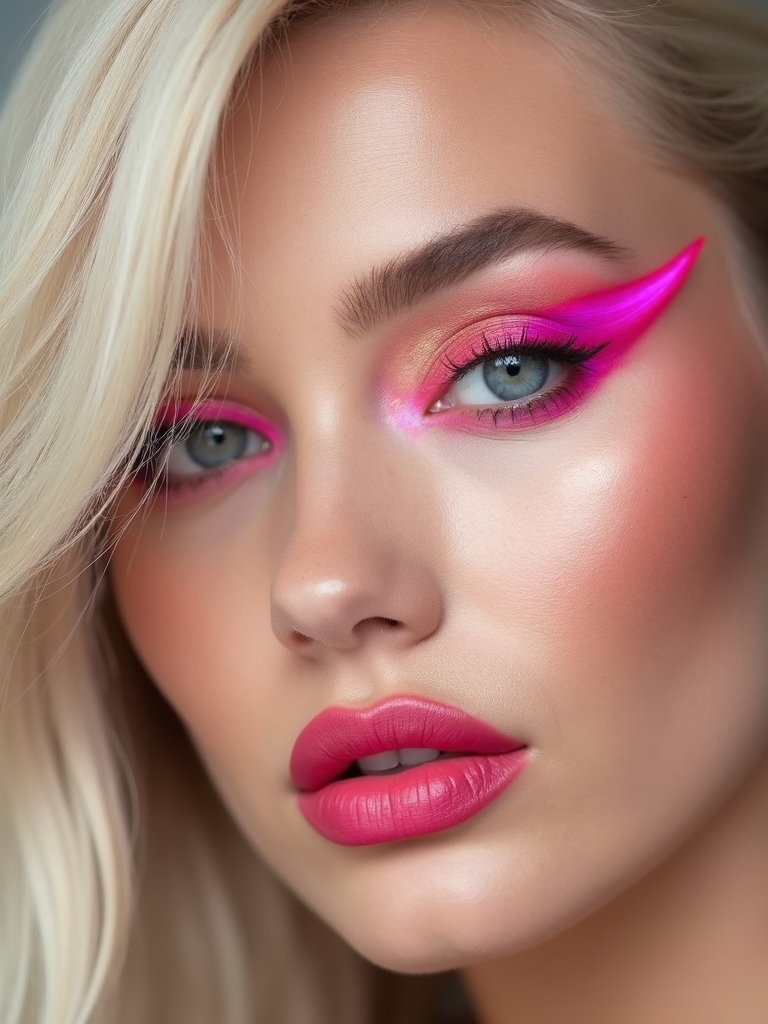 electric pink neon winged liner