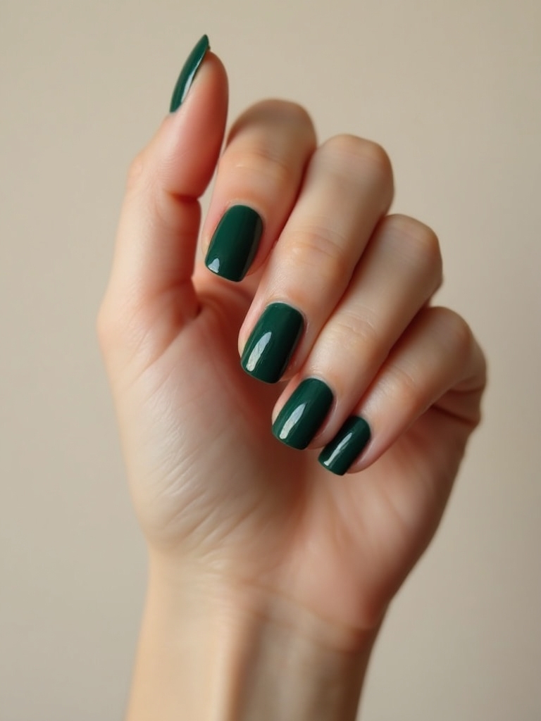 evergreen glossy french tips