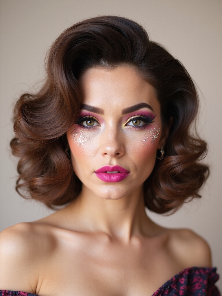 exaggerated theatrical campy makeup