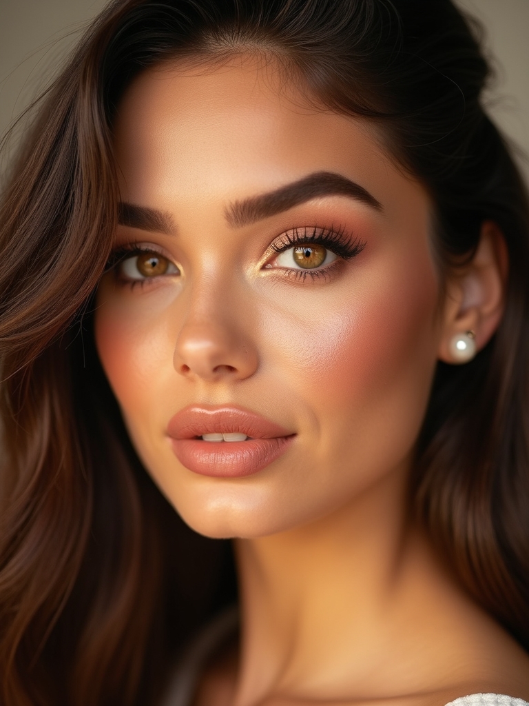 feathered brows glowing cheeks