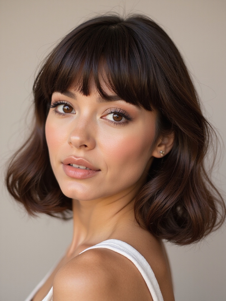 feathered lashes wispy bangs