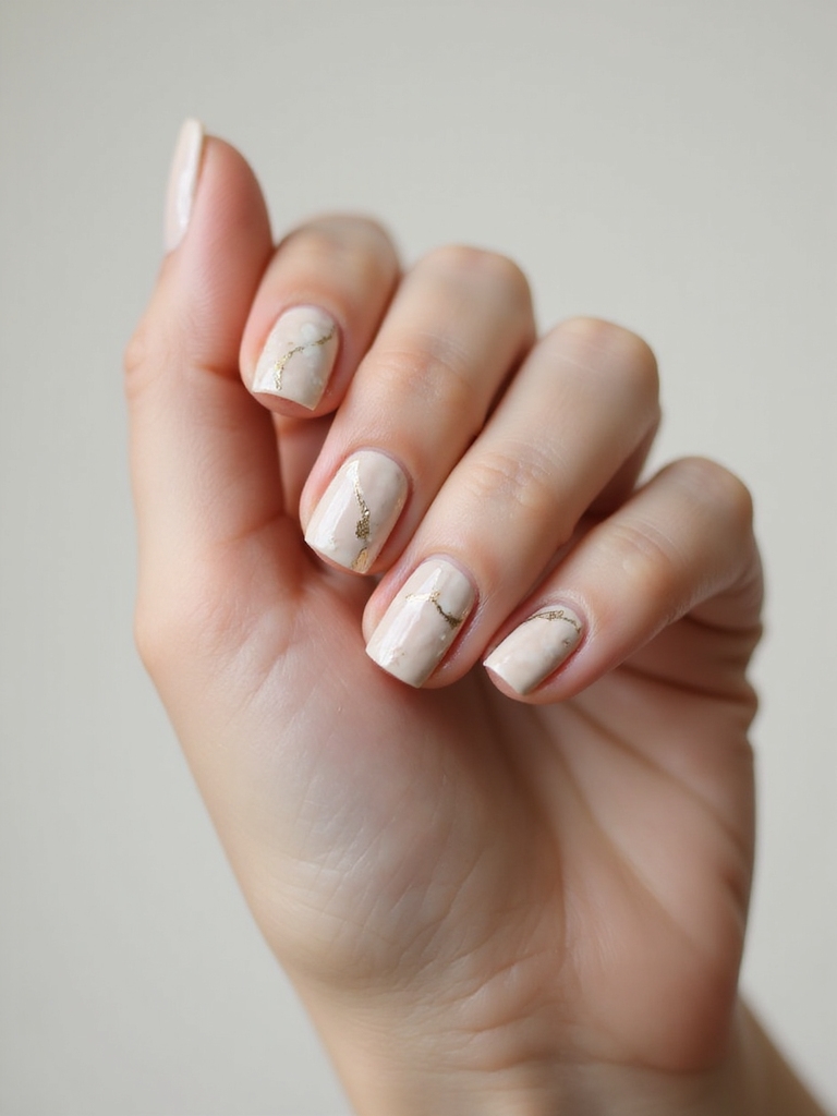 fine gold marble nails