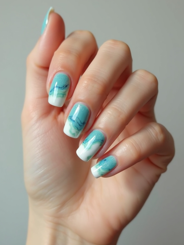 fluid blue foamy swirls