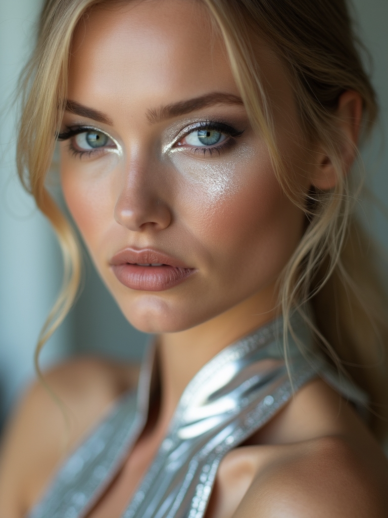 futuristic chrome liquid moonlight