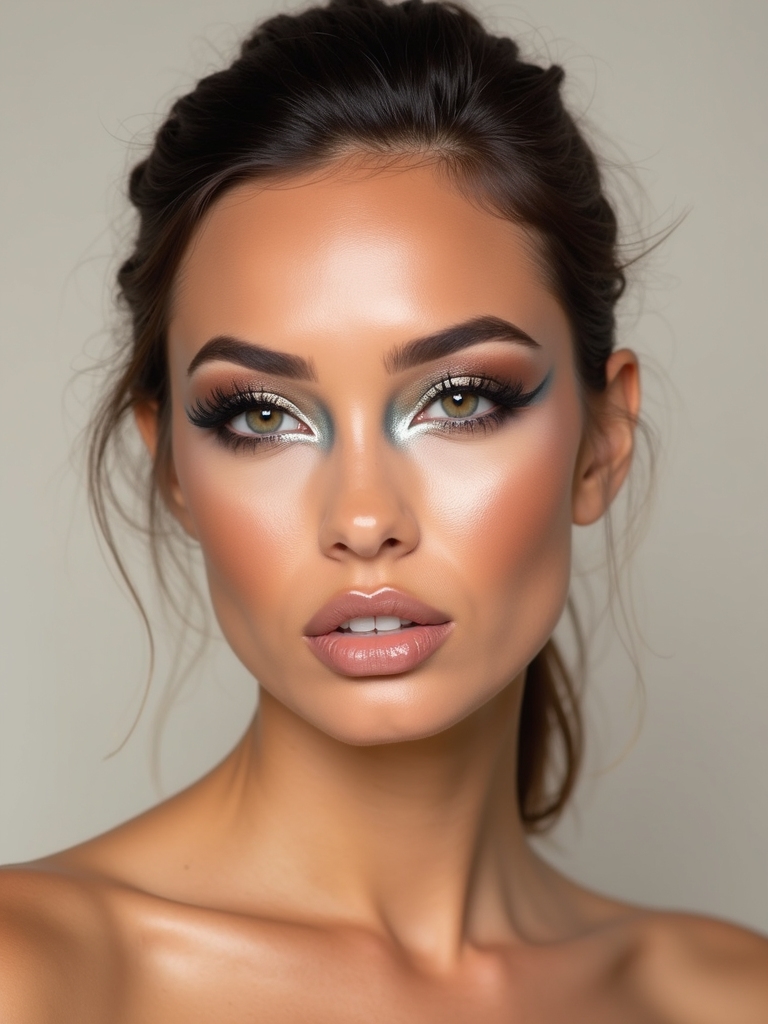 futuristic monochrome chrome eyelook
