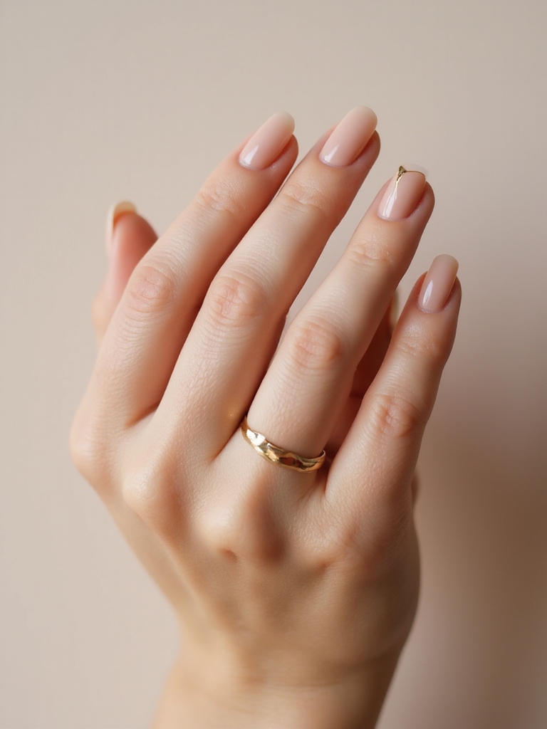 geometric gold striped polished nails