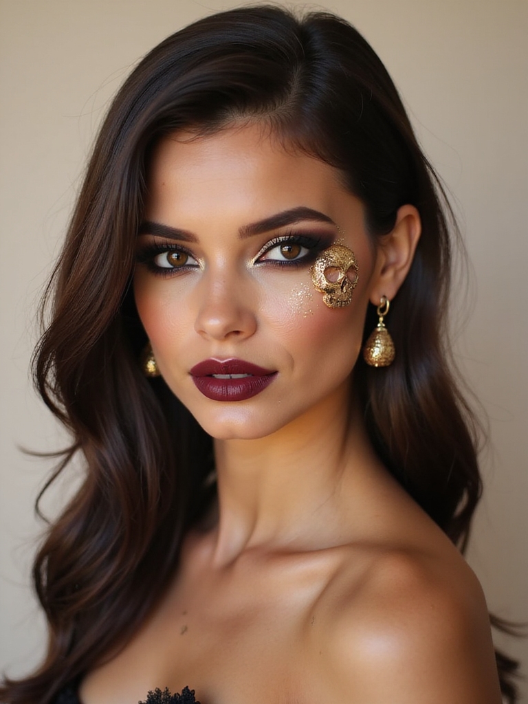 gilded skull accent temple